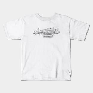 Vintage Airship Sketch Kids T-Shirt